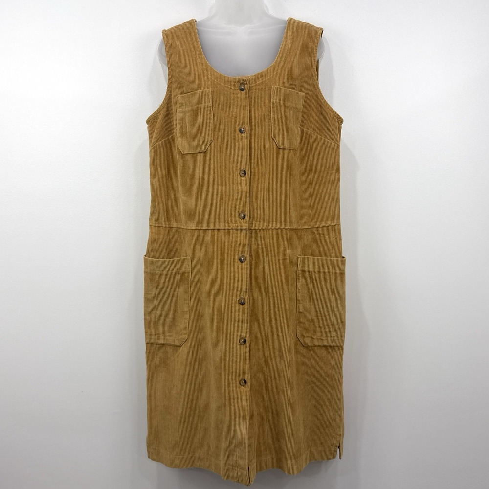 The Vermont Country Store Corduroy Jumper L NWOT Cottagecore Utility Button Up